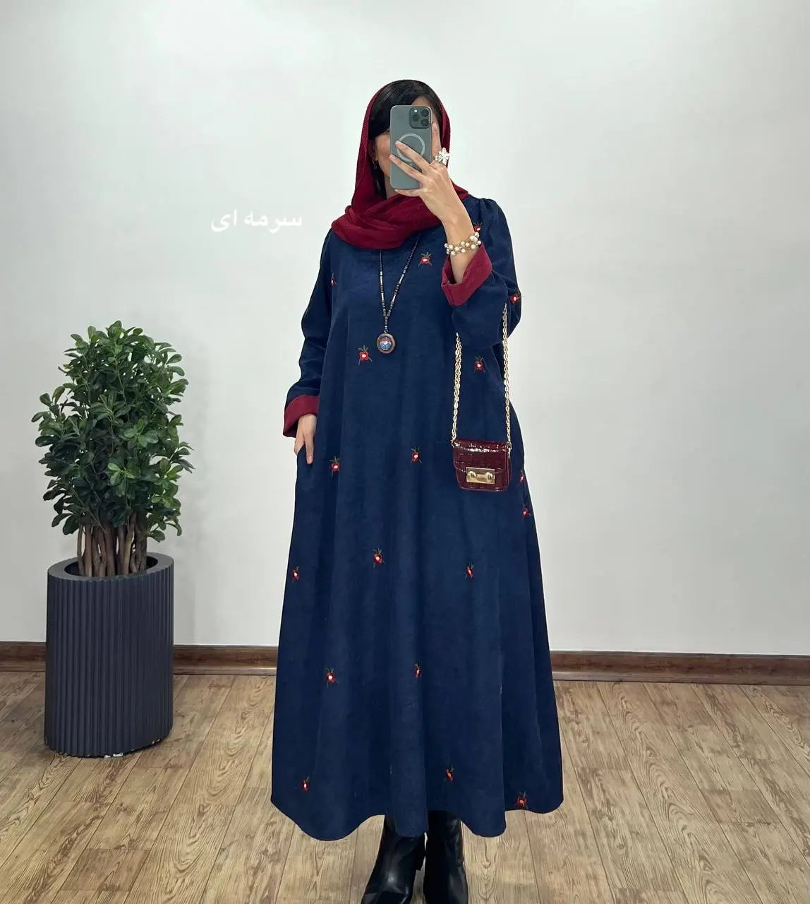 پیراهن مانتویی گلدوزی بهین